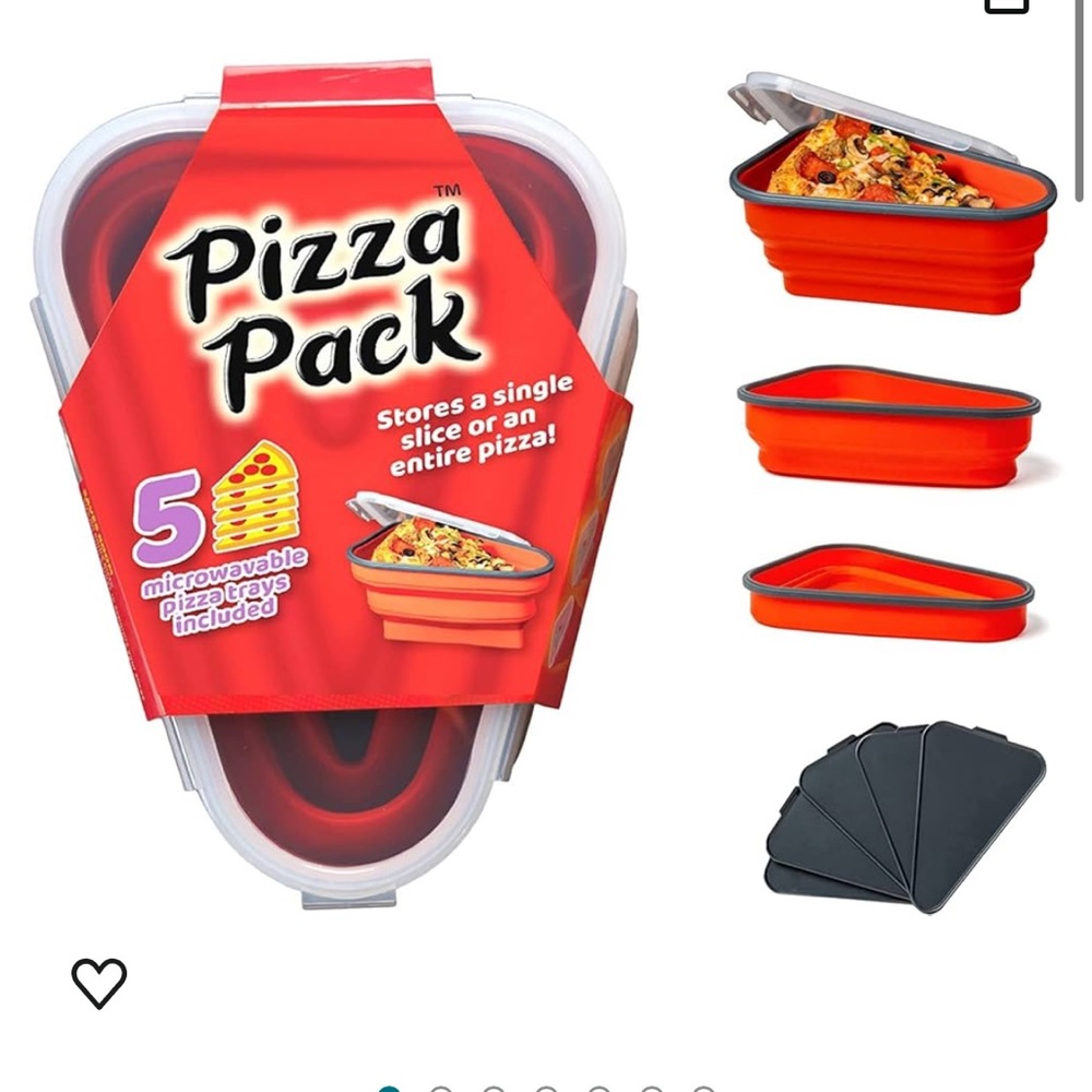 PIZZA PACK The Perfect Reusable Pizza‎ Storage Container w/5 Microwavable Trays